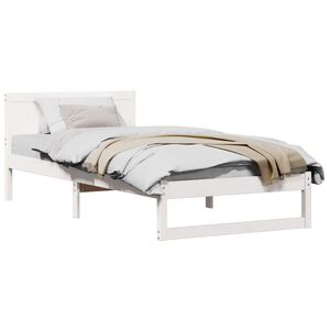 vidaXL Bedframe met hoofdeinde Wit 90 x 200 cm Massief grenenhout