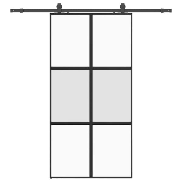 vidaXL Schuifdeur met beslagset 102,5x205 cm gehard glas zwart