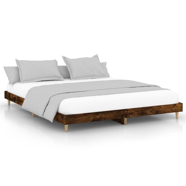 vidaXL Bedframe zonder matras 200x200 cm spaanplaat gerookt eiken