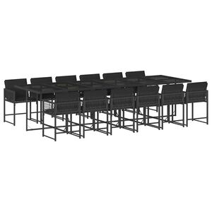 vidaXL 13-delige Tuinset met kussens poly rattan zwart