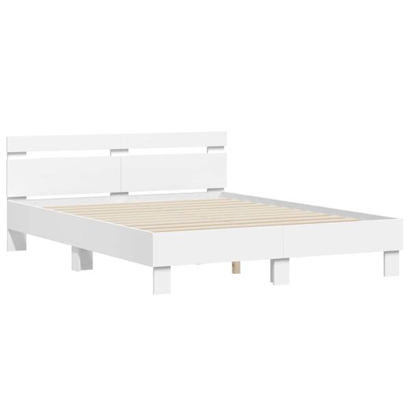 vidaXL Bedframe met LED met hoofdeinde Wit 152 x 203 cm Bewerkt hout