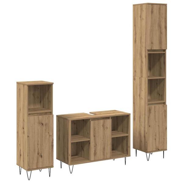 vidaXL Badkamermeubelset met plank 3 pcs Artisan Eiken Bewerkt hout