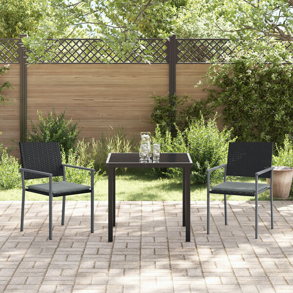 vidaXL Tuin eettafelset 5 pcs Zwart en Licht Grijs PE Rattan