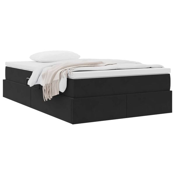 vidaXL Opbergbed met matras met matras Zwart 120 x 190 cm Fluweel