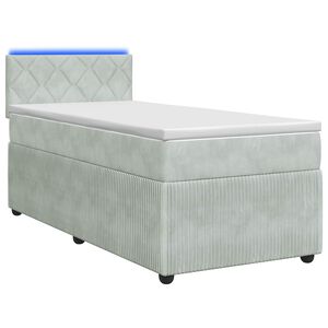 vidaXL Boxspring Bed met Matras en LED Lichtgrijs 90 x 190 cm Fluweel