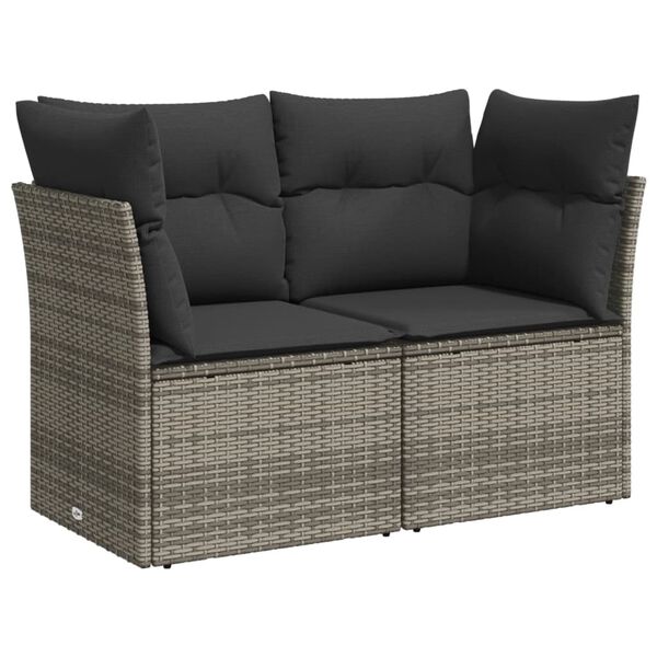 vidaXL 7-delige Loungeset met kussens poly rattan grijs