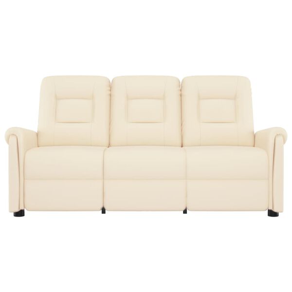 vidaXL Massagestoel 3-zits verstelbaar kunstleer crèmekleurig