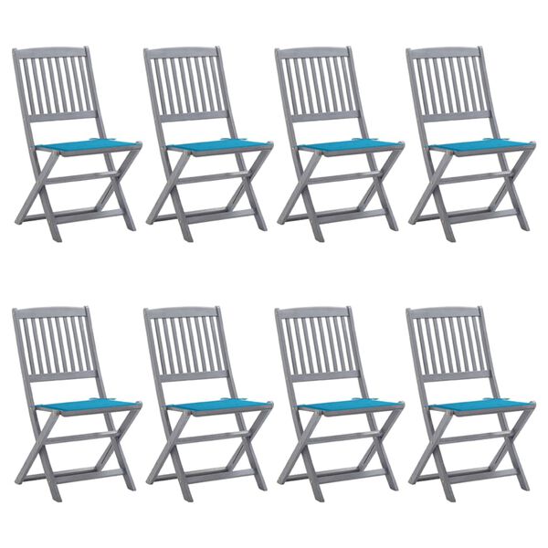 vidaXL Tuinstoelen 8 st inklapbaar met kussens massief acaciahout