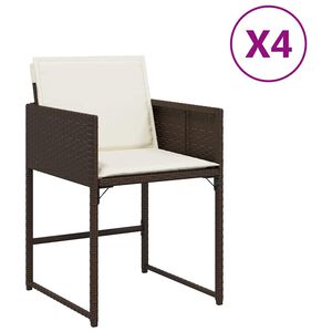 vidaXL Tuinstoelen 4 st met kussens poly rattan bruin