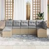 vidaXL Tuin Sofa Set met kussen 7 pcs Beige Poly riet