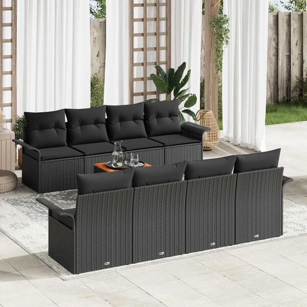 vidaXL Tuin Sofa Set 9 pcs Zwart Poly riet