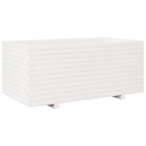 vidaXL Plantenbak 110x60x49,5 cm massief grenenhout wit
