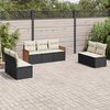vidaXL 7-delige Loungeset met kussens poly rattan zwart