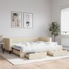 vidaXL Slaapbank met onderschuifbed en lades 100x200 cm stof cr&egrave;me