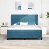 vidaXL LED Boxspring Bed met Matras Geruit Blauw 180 x 200 cm Fluweel