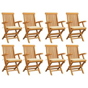 vidaXL Inklapbare stoelen 8 st met cr&egrave;mekleurige kussens