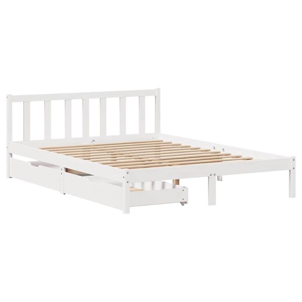 vidaXL Bedframe zonder matras massief grenenhout wit 160x200 cm