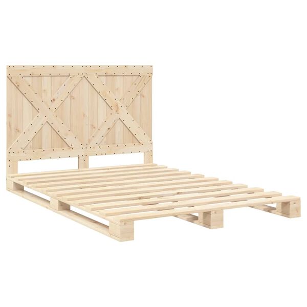 vidaXL Bedframe met hoofdbord massief grenenhout 160x200 cm