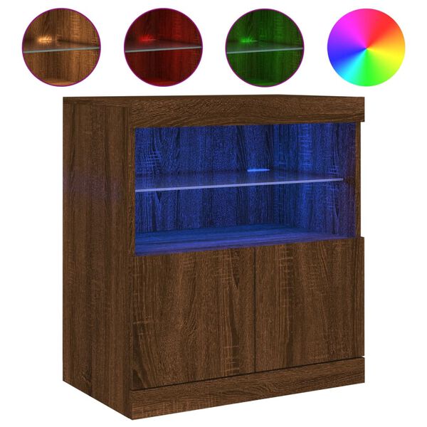 vidaXL Dressoir met LED-verlichting 60x37x67 cm bruin eikenkleur