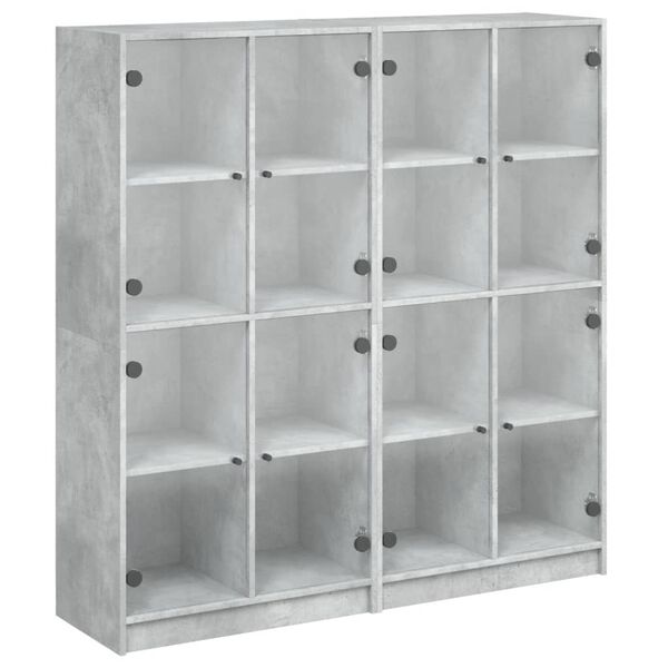 vidaXL Boekenkast met deuren 136x37x142 cm bewerkt hout betongrijs