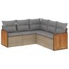 vidaXL 5-delige Loungeset met kussens poly rattan beige