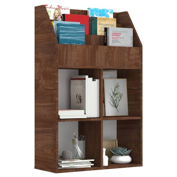 vidaXL Kindertijdschriftenrek 71x30x114 cm bewerkt hout bruineiken