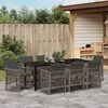 vidaXL Tuin eettafelset 9 pcs Grijs poly rattan
