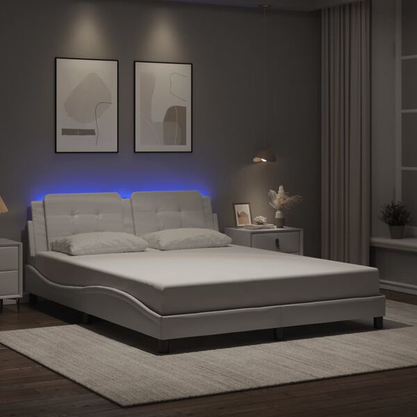 vidaXL Bedframe met LED zonder matras "Zadar" wit 160x200 cm