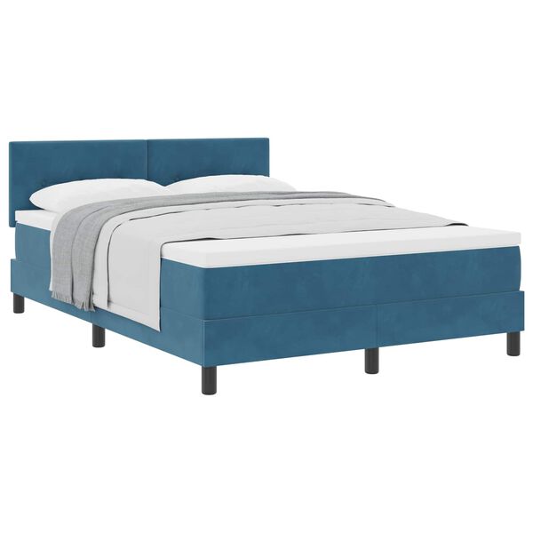 vidaXL Boxspringbed met matras Donkerblauw 140 x 200 cm Fluweel