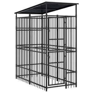 vidaXL Hondenkennel met dak 1,84 m&sup2; staal