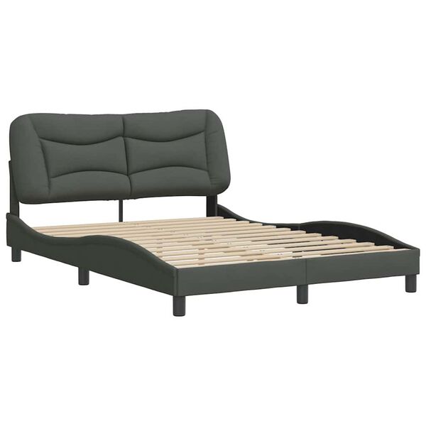 vidaXL Bedframe zonder matras "Hvar" stof donkergrijs 140x190 cm