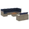 vidaXL 10-delige Loungeset met kussens poly rattan grijs