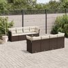 vidaXL 9-delige Loungeset met kussens poly rattan bruin