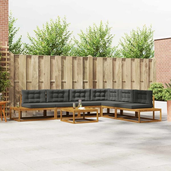 vidaXL Buiten bankenset 7 Stuk Natuurlijk en Antraciet