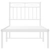 vidaXL Bedframe met hoofdbord zonder matras metaal wit 75x190 cm