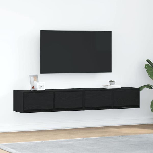 vidaXL Tv-kasten 2 st 80x31x25,5 cm spaanplaat zwart eikenkleurig