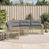 vidaXL Tuinbank met kussens en voetensteun L-vormig poly rattan beige