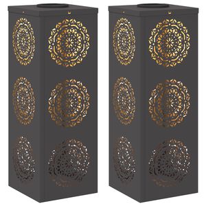 vidaXL Solar LED Pad Licht 2 pcs Zwart Koudgewalst staal