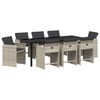 vidaXL Tuin eettafelset 9 pcs Lichtgrijs poly rattan