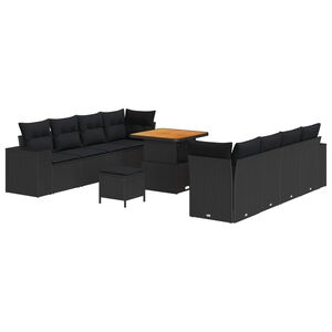 vidaXL Tuin Sofa Set 11 pcs Zwart poly rattan