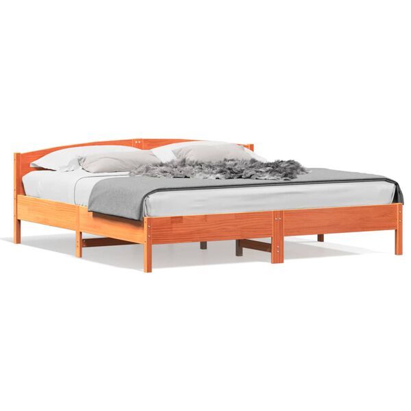 vidaXL Bedframe zonder matras massief grenenhout wasbruin 180x200 cm