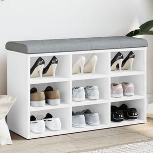 vidaXL Schoenenbank Wit 82x32x50 cm Bewerkt Hout