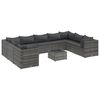 vidaXL 10-delige Loungeset met kussens poly rattan grijs