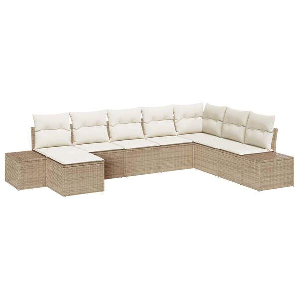 vidaXL Tuin Sofa Set met kussen 8 pcs Beige en Cr&egrave;me poly rattan