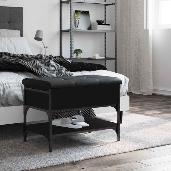 vidaXL Schoenenbank 62x42x45 cm bewerkt hout zwart