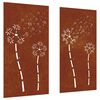 vidaXL Wanddecoratie tuin 2 st bloemenontwerp 105x55 cm cortenstaal