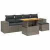 vidaXL 6-delige Loungeset met kussens poly rattan grijs