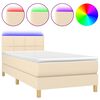 vidaXL Boxspring met matras en LED stof cr&egrave;mekleurig 80x200 cm