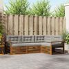 vidaXL Buiten bankenset met kussen 4 pcs Natuurlijk en Lichtgrijs