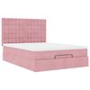 vidaXL Ottoman bed met matrassen en LED's 140x200cm fluweel roze